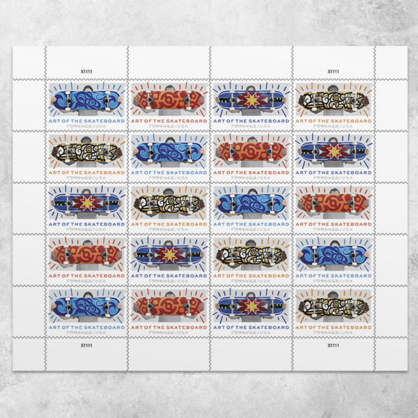 Art of the Skateboard Stamps, Sheet of 100