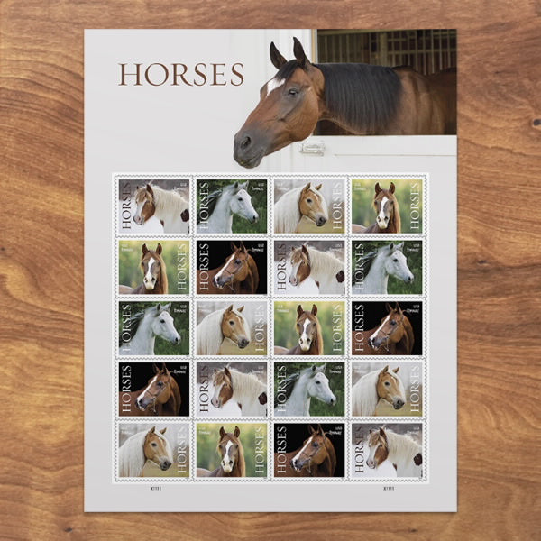 Horses Stamps, Sheet of 100
