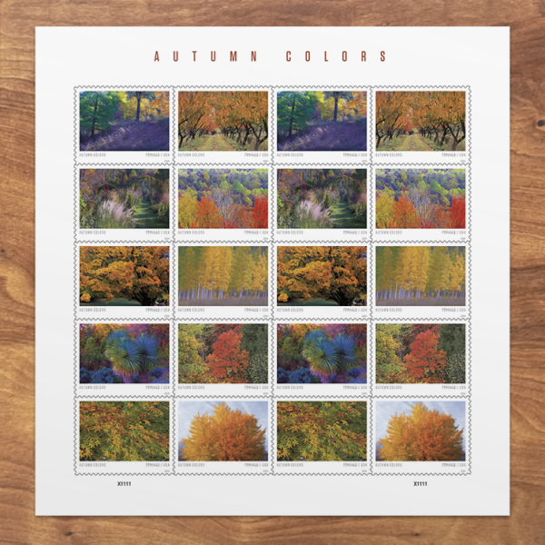 Autumn Colors Stamps, Sheet of 100