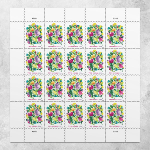 Wedding Blooms Stamps, Sheet of 100