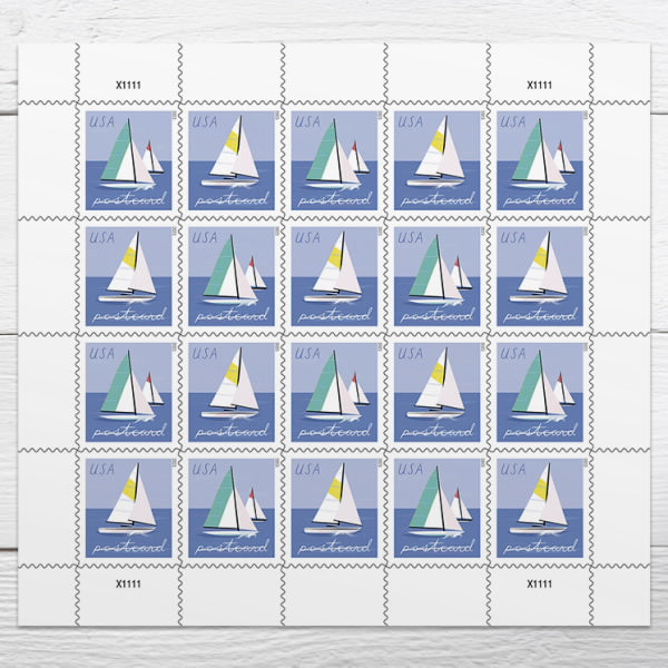 Sailboat Postcard Stamps, Sheet of 100