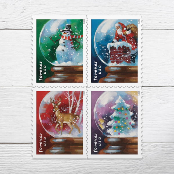 Snow Globes Stamps, Sheet of 100