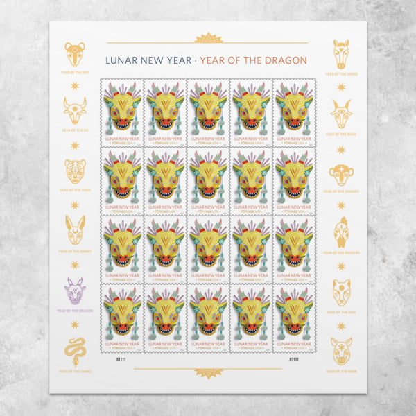 Lunar New Year: Year of the Dragon Stamps, Sheet of 100