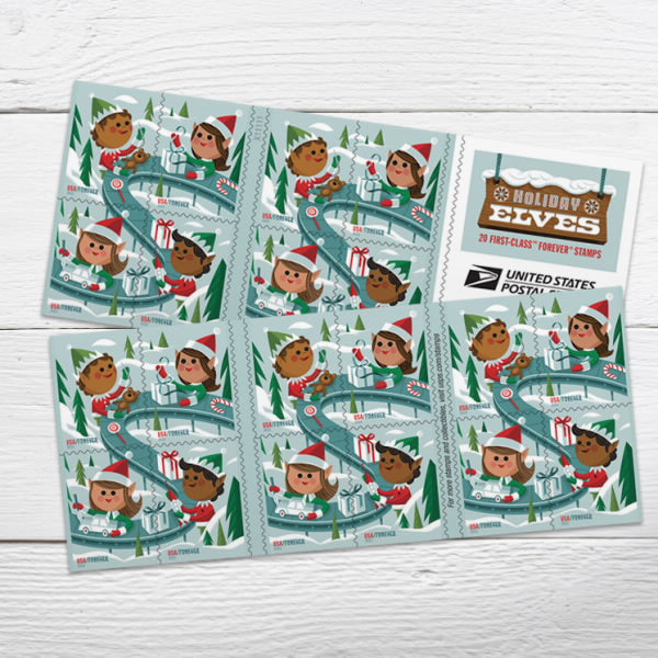 Holiday Elves Stamps, Book of 100