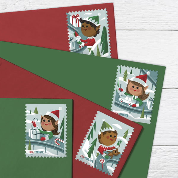 Holiday Elves Stamps, Book of 100